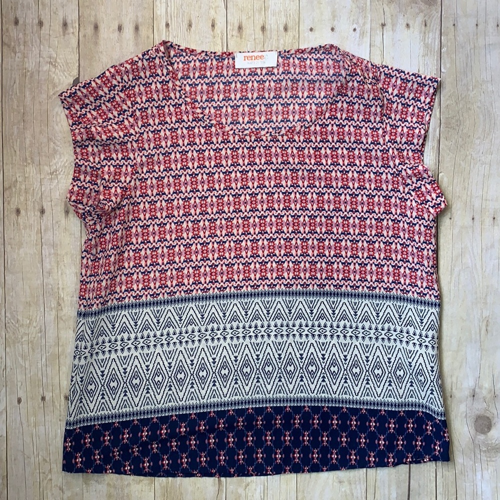 Renee C Greenspan scoop neck blouse